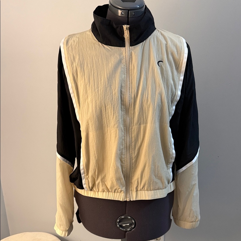 ZYIA Two-Tone Black and Tan Bomber Jacket